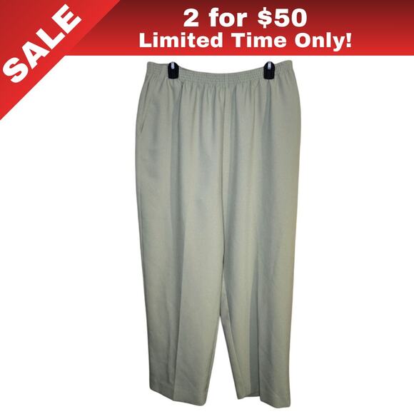 [Sale: 2 for $50!] Alfred Dunner Light Green Elastic Waist Pants Size 18W 0236 - Picture 1 of 9